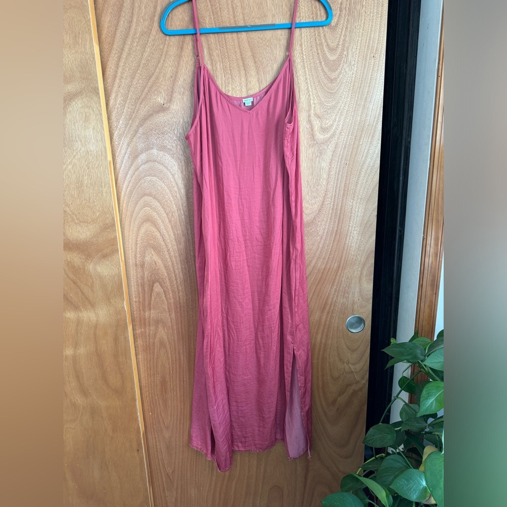 Pink slip satin-like dress